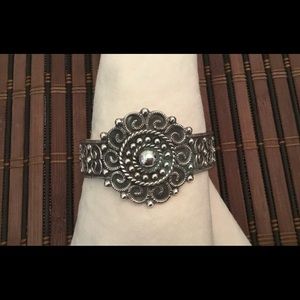 Sterling silver cuff bracelet.